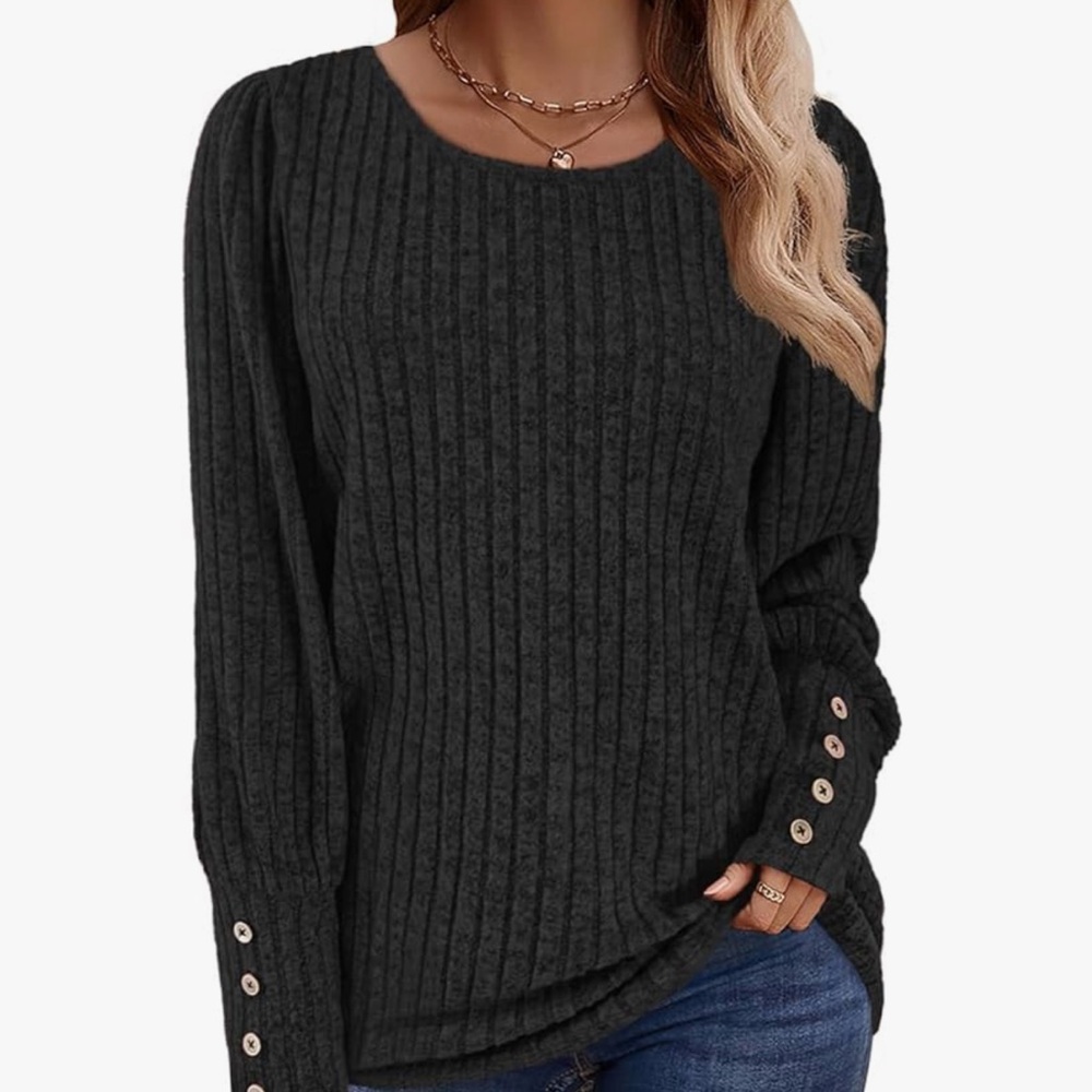 Cozy Ribbed Knit Top with Button Detail